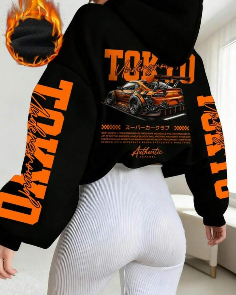 Moletom Com Capuz Estampa Automotiva Nas Costas Casual