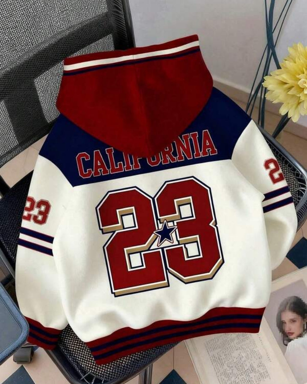 Moletom Com Capuz E Zíper Frontal Estampa Universitária Casual