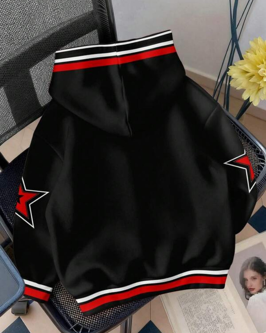 Moletom Com Capuz E Zíper Frontal Estampa Esportiva Casual