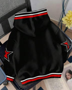 Moletom Com Capuz E Zíper Frontal Estampa Esportiva Casual