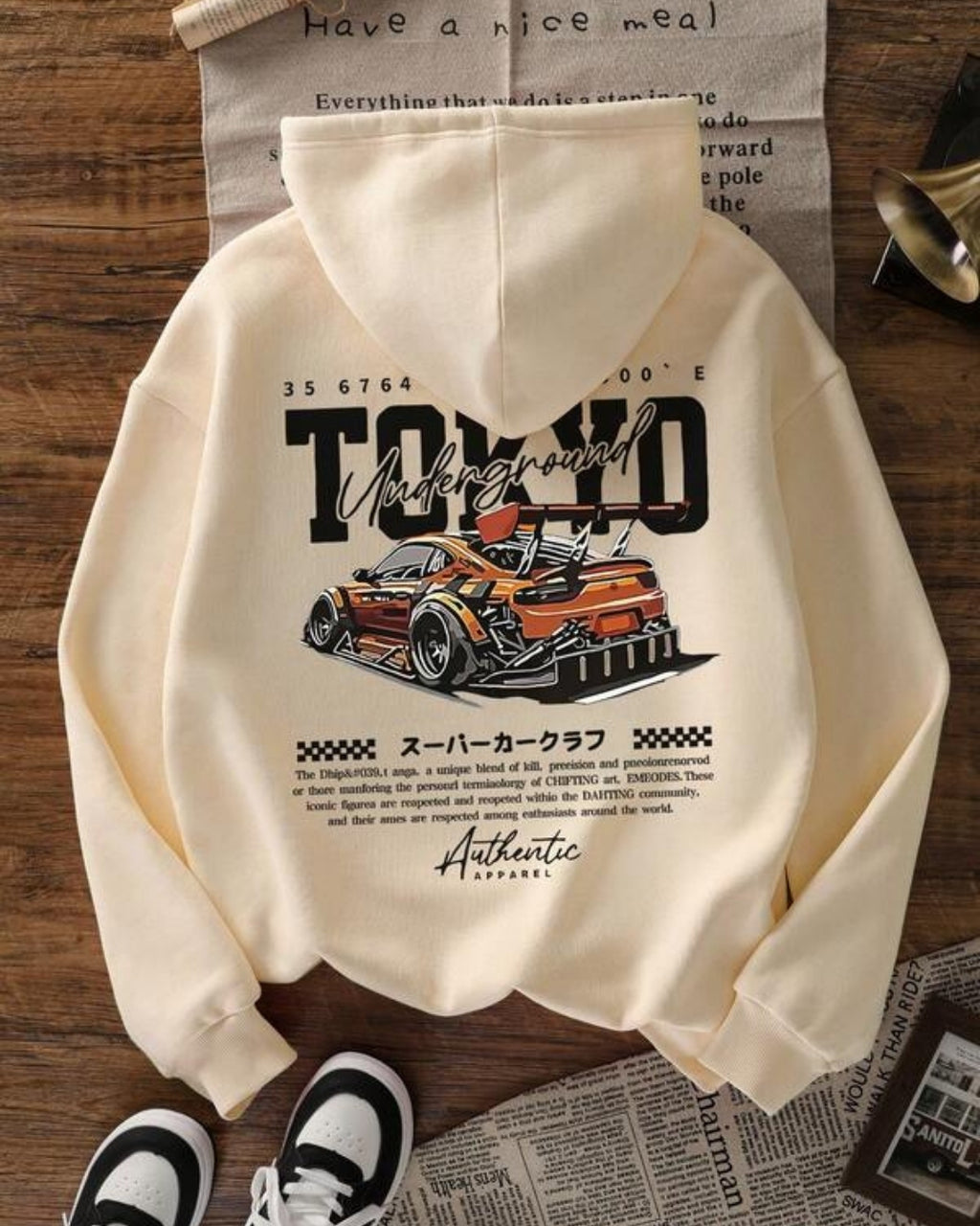 Moletom Com Capuz Estampa Automotiva Nas Costas Streetwear