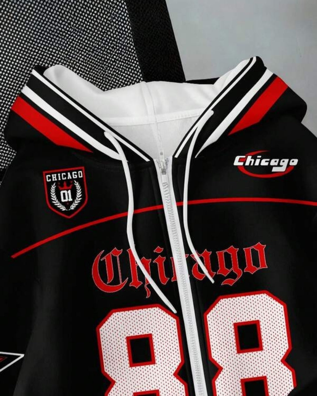 Moletom Com Capuz E Zíper Frontal Estampa Esportiva Casual