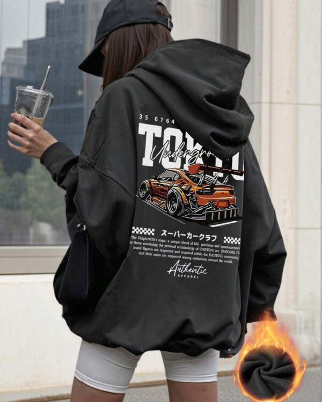 Moletom Com Capuz Estampa Automotiva Nas Costas Streetwear