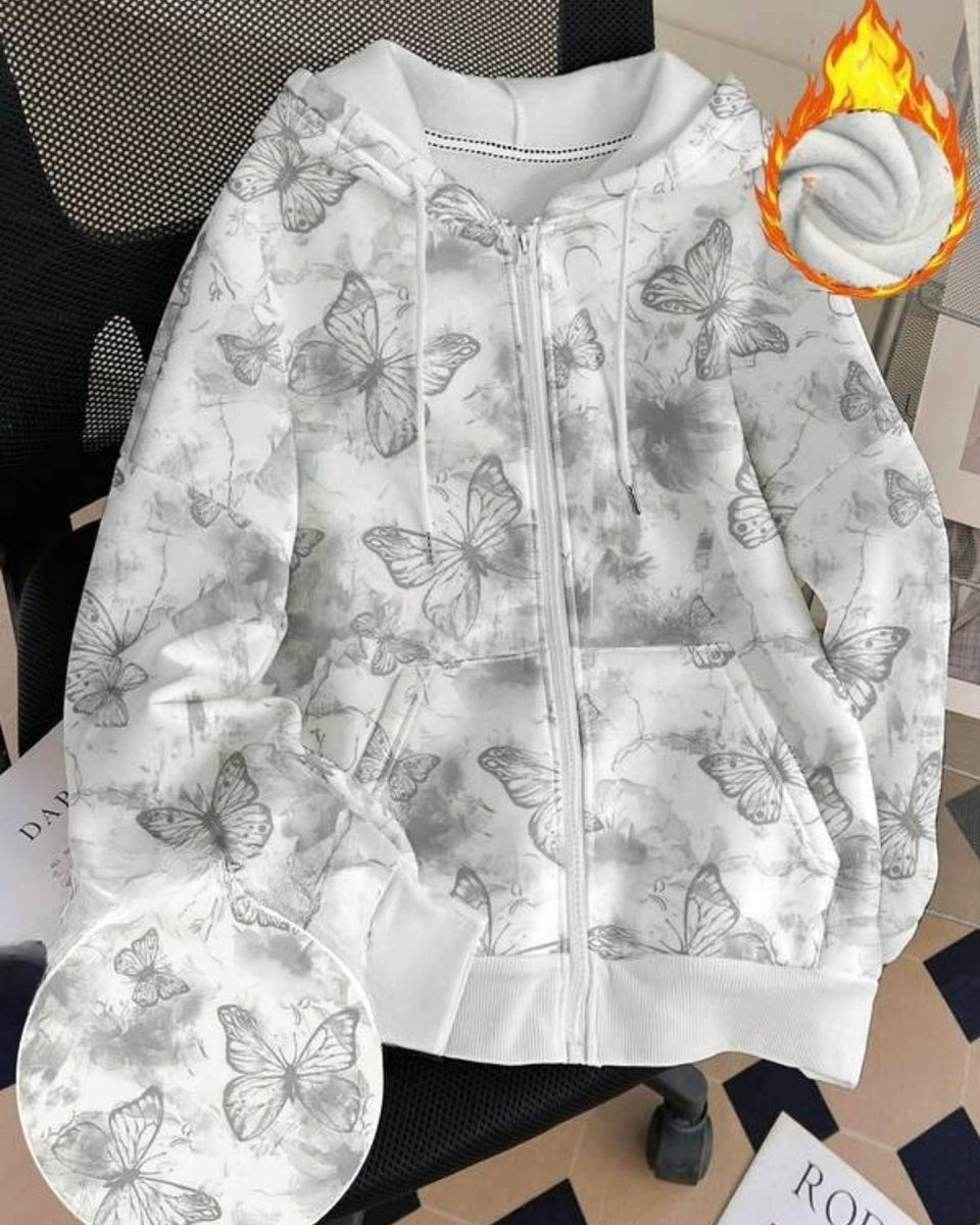 Moletom Com Capuz E Bolso Canguru Estampado Com Zíper